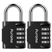 Puroma 2 Pack Combination Lock 4 Digit Padlock for School Gym Locker, Sports Locker, Fence, Toolbox, Case, Hasp Storage (Black)