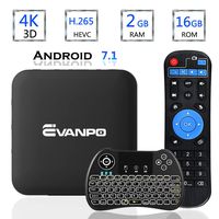 EVANPO Android 7.1 TV Box Smart TV Player Media Box Quad Core CPU 2GB 16GB Support 4K/ 3D/ 2.4GHz WiFi Set Top Boxes Android Mini PC with Wireless Mini Keyboard (Backlit)
