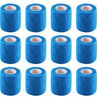 Pangda 12 Pieces Adhesive Bandage Wrap Stretch Self-Adherent Tape for Sports, Wrist, Ankle, 5 Yards Each (2 Inches, Blue)