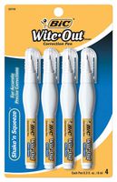BIC Wite-Out Shake 'n Squeeze Correction Pen, 8 ml, White, 4/Pack (WOSQPP418)