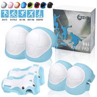 CrzKo Kids Protective Gear, Knee Pads and Elbow Pads 6 in 1 Set with Wrist Guard and Adjustable Strap for Rollerblading Skateboard Cycling Skating Bike Scooter