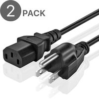 TNP Universal Power Cord (6 Feet)(2 Pack) - NEMA 5-15P to IEC320C13 Power Cable Wire Connector Socket Plug Jack - Black