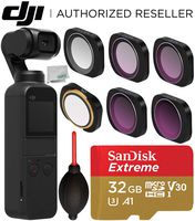 DJI Osmo Pocket Gimbal with Filter Set Starter Accessory Bundle - Includes: SanDisk Extreme 32GB microSDHC Memory Card + Filter Set for OSMO Pocket + Microfiber Cleaning Cloth