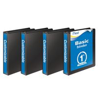Mead 3 Ring Binder, Customizable, 1 Inch Round Ring, 4 Pack, Black (W463-14BPP)