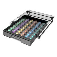 EVERIE Crystal Tempered Glass Top Storage Drawer for Nespresso Capsules Coffee Pods (Clear Glass, for OriginalLine Pods)