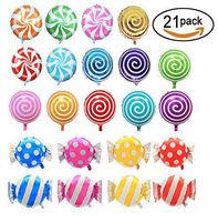 21 pcs 18" Sweet Candy Balloons, Round Lollipop Balloon Birthday Wedding Party Balloons