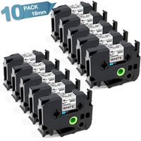 Compatible TZe 241 Brother P Touch Label Tape, TZ Tape 18mm 0.7 Inch Laminated White TZ 241 Compatible with Brother Label Maker, PTouch PT-D400 PT-9600 PT-P700, 10-Pack