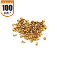 Small Screw, BLUELEC Antique Style AntiOxidative Finish Wood Screws for Fastening Plank, Plastic Materials or Resin Plywood, 45° Flat Head, Phillips Drive, 100pcs, 1/4 Inch(2.5×6mm, Gold)