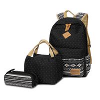 Teen Girls Canvas School Backpack, 3 Pcs Set, Casual Daypack/Lunch Box/Pencil Case
