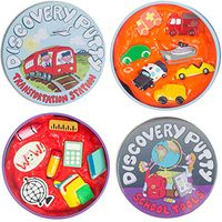 Fun and Function's Discovery Putty for Children - School Tools & Transportation Station Set- for Occupational and Physical Therapy Helps Kids Build Strength & Fine Motor Skills - Includes Two Tins