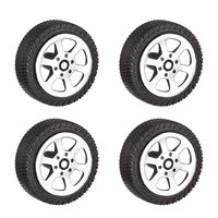 uxcell 25.5mm Rubber Toy Car Wheel Tires DIY Model Robots 4pcs, Silver and Black