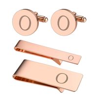 BodyJ4You 4PC Cufflinks Tie Bar Money Clip Button Shirt Personalized Initials Letter O Gift Set