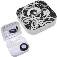 Portable Contact Lens Case Box Travel Kit Mirror + Bottle + Tweezers Container Holder [ White ]