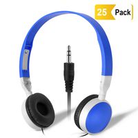 Wholesale Bulk Headphones Classroom Earbuds - Keewonda (KW-X25) 25 Pack Kids Headphones in Bulk Foldable Headsets for School,Computer Lab, Library,Hospital, Museums, Testing Centers, Hotels