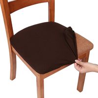 smiry Stretch Spandex Jacquard Dining Room Chair Seat Covers, Removable Washable Anti-Dust Dinning Upholstered Chair Seat Cushion Slipcovers - Set of 4, Chocolate