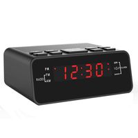 Jingsense Digital Alarm Clock Radio, Small Alarm Clocks for Bedrooms with AM/FM Sleep Timer Radio, 0.6" Red Digits LED Dimmer Display, Easy Snooze -Outlet Powered (Black-Red)