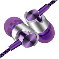 Xixou 3.5mm Wired Stereo Earphone in-Ear Headphones with Microphone for Phone/ MP3 Corded Headsets (Purple)