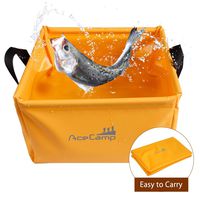 AceCamp Multifunctional Collapsible Water Basin, Folding Tub, Portable Bin, Lightweight Foldable Sink with Handles for Camping, Dish Washing, Laundry, Fishing, Hiking, Outdoors (Yellow Basin - 10L)