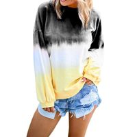 haoricu Women's Casual Triple Color Block Long Sleeve Pullover Loose Lightweight Tops Sweatshirts (Black, M)