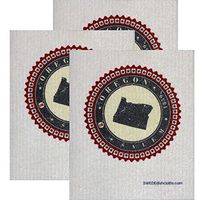 SWEDEdishcloths Swedish Dishcloth Set of 3 Each Swedish Dishcloth Badge Design - Oregon | Eco Friendly Cleaning Absorbent Cloth Eco Friendly Cleaning Wipes