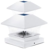 Home Zone Security Solar Post Cap Lights - Outdoor Solar Decorative Post Lights with No Wiring Required, White (2-Pack)