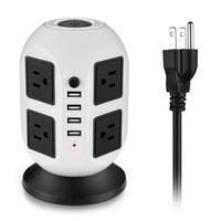 Power Strips Surge Protector, GUSTALA Power Strip USB with 8 AC Outlets 4 USB Ports and 6.5 Feet Power Cord for TV, Computer(White-Black)