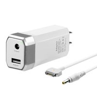 60W Mini Charger for MacBook Pro 13 inch Retina Display, Compatible with Magsafe 2 T-Tip Power Adapter Mac(2012,2013,2014,2015) -One Extra USB Port