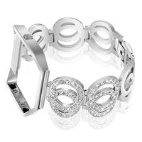 Nigaee for Fitbit Blaze Bands for Women Small, Stainless Steel Metal Replacement Band with Frame Compatible for Fitbit Blaze, Rhinestone Bling Accessories Wristband Strap... (Bracelet 3, Silver)