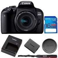 Canon EOS 800D/Rebel T7i Digital SLR Camera with 18-55 is STM Lens Black + 16GB Memory Card