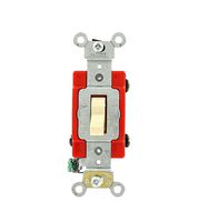 Leviton 1224-2I 20 Amp, 120/277 Volt, Toggle 4-Way AC Quiet Switch, Extra Heavy Duty Grade, Self Grounding, Back and Side Wired, Ivory