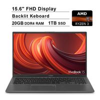 2020 NexiGo Upgraded ASUS VivoBook 15.6 Inch FHD 1080P Business Laptop| AMD Ryzen 3 3200U up to 3.5GHz| 20GB DDR4 RAM| 1TB SSD| AMD Radeon Vega 3| Backlit KB| FP Reader| WiFi| HDMI| Win 10 Home| Grey