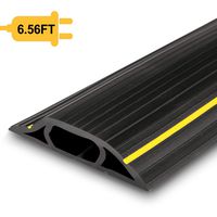 Floor Cable Cover, 6.5 Ft Floor Cord Protector 3 Channels Contains Cords, Cables and Wires, Perfect for Office, Home, Workshop, Warehouse, Concert, or Other Outdoor Surroundings (Black)
