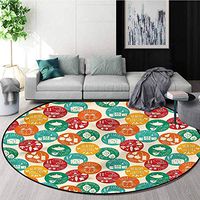 RUGSMAT Fitness Warm Soft Cotton Luxury Plush Baby Rugs,Healthy Life Icons for Home Decor Bedroom Kitchen Etc Round-51