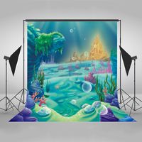Mehofoto Under The Sea Little Mermaid Backdrop 5x7ft Vinyl Shell Sea Grass Castle Photography Backdrops Baby Children Kid Birthday Party Decoration Backdrop