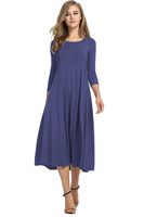 Hotouch Women's Summer Casual Loose 3/4 Sleeve Maxi Long Dresses (Purple Gray S)