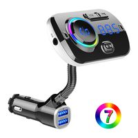 BTMAGIC Bluetooth FM Transmitter BC49AQ for Car, 7 Color LED Car Adapter with QC3.0 Charging, Siri Google Assistant, USB Flash Drive, MicroSD Card, Handsfree Car Kit