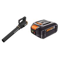 WORX WG547 20V (2.0Ah) Power Share Cordless Turbine Blower, 2-Speed, Battery and Charger Included with WA3578 20V 4.0Ah