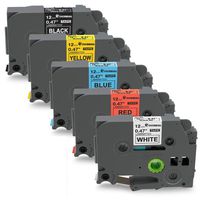 Replace Brother Ptouch 1/2 TZ Tape TZe-231 TZe-335 TZe-431 TZe-531 TZe-631 Laminated 12mm 0.47 inch Label Cassettes, 5-Pack, for P-Touch PTD200 PTD210 PTD400 Cube, by COLORWING