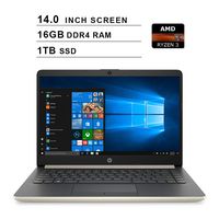 2019 Premium HP 14 Inch Laptop (AMD Ryzen 3 3200U 2.6GHz up to 3.5GHz, AMD Radeon Vega 3 Graphics, 16GB DDR4 RAM, 1TB SSD, WiFi, Bluetooth, HDMI, Windows 10 Home S) (Gold)