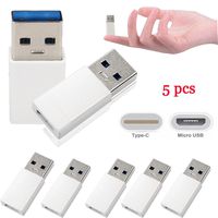 YESSKO 5PC USB 3.0 Male to Type C USB 3.1 Female Converter Data Transfer Micro USB Adapter to Type C Charging Adapter Adapter Kit (White)