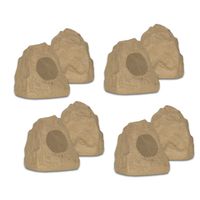 Theater Solutions 8R4S Outdoor Sandstone Rock 8 Speaker Set for Yard Patio Pool Spa