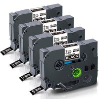 Unismar Tape 9mm White on Black, Unismar Tze-325 Tze 325 Laminated Label Tape Compatible for Brother P-Touch PT-D210 PT-D600 PT 1880 PT-D200 PT-1890C PT-2430PC PT-P300BT Cube, 3/8" x 26.2', 4 Pack