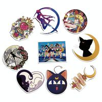Bowinr Sailor Moon Car Stickers, Japanese Anime No-Duplicate Bumper Sticker for Phone, MacBook, Laptop, Car, Lugguage, Skateboard and More (9'pcs)