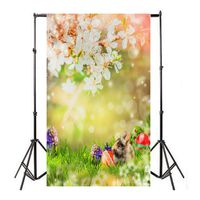 Auwer Happy Easter Backdrops for Photography, Easter Eggs Spring Flowers Blur Light Grass Window Flags Rabbit Background Photo Studio Props (E)