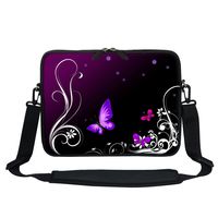 Meffort Inc 13 13.3 Inch Neoprene Laptop/Ultrabook/Chromebook Bag Carrying Sleeve with Hidden Handle and Adjustable Shoulder Strap - Purple Butterfly 2