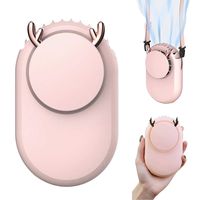 Mini Fan Handsfree Neck Fan Portable Hanging Fan, Rechargable USB Battery Hand Held Operated. Easy 3 Level Speed Fan. Portable Necklace Multi-Functional for Travel,Sports, Office and Outdoor (Pink)