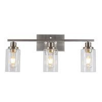 MELUCEE 3 Lights Wall Sconce Brushed Nickel Finished Modern Bathroom Vanity Light Fixtures with Clear Glass Shade Suit for Porch Bedroom Foyer Kitchen