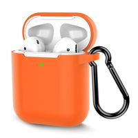 AirPods Case, Coffea Protective Silicone Cover Skin with Keychain for AirPods 2 Wireless Charging Case [Front LED Visible] (Vibrant Orange)