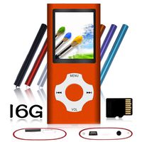 Tomameri - Portable MP3 / MP4 Player with Rhombic Button, Including a 16 GB Micro SD Card and Support Up to 64GB, Compact Music, Video Player, Photo Viewer Supported - White-in-Orange
