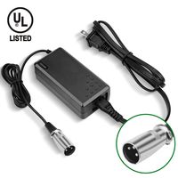 TekkPerry Scooter Battery Charger, UL Listed 29.4V 1.5A DC 50W Electric Lithium Battery Charger, 3-Prong XLR Connector Male Connector Li-ion Battery, 29.4V Scooter Charger for Electric Bike